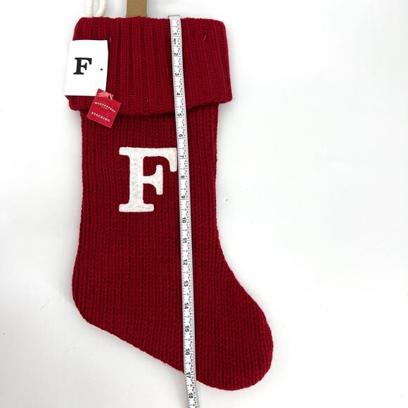 Wondershop Large Red Knit Sweater Lined Christmas Stocking Initial Letter F NEW - Picture 3 of 4